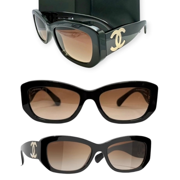 Chanel 5493-A C622/S5 Women's Black/Brown Gradient Sunglasses - Picture 1 of 16